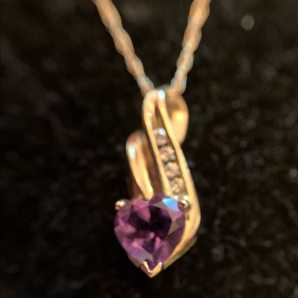 10kt Solid Yellow Gold Amethyst w/ Diamonds